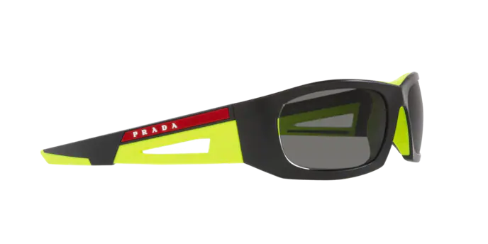 Sonnenbrillen Prada Linea Rossa PS 02YS (17G02G) farbe nero opaco/giallo form unregelmäßig gläser polar grigio scuro