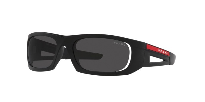 Sonnenbrillen Prada Linea Rossa PS 02YS (1BO06F) farbe nero opaco form unregelmäßig gläser grigio scuro