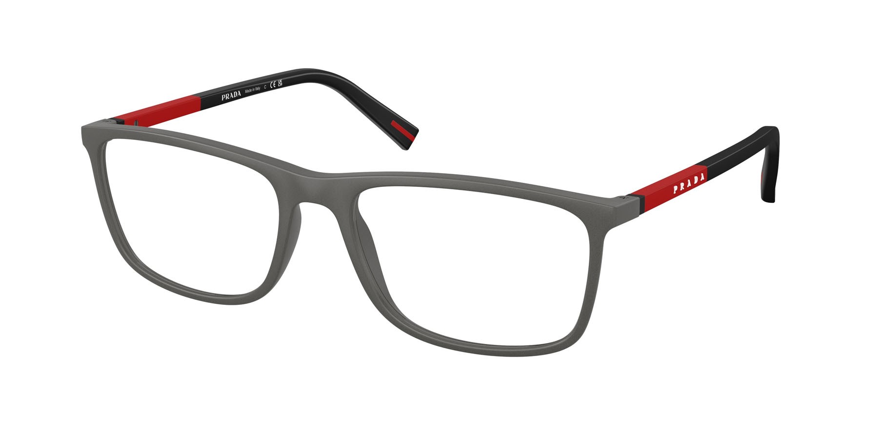 Occhiali da vista Prada Linea Rossa PS 03QV (16X1O1) colore argento grigio forma rettangolare lenti lente demo