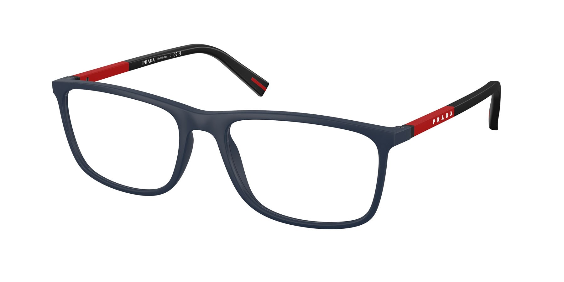 Occhiali da vista Prada Linea Rossa PS 03QV (MAG1O1) colore blu opaco forma rettangolare lenti lente demo