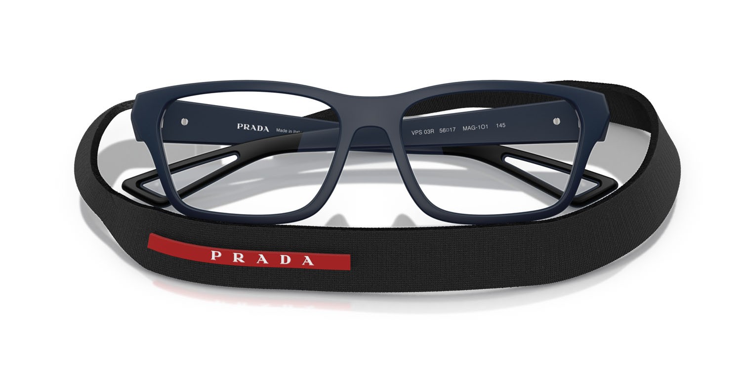Occhiali da vista Prada Linea Rossa PS 03RV (MAG1O1) colore baltic opaco forma quadrato lenti lente demo