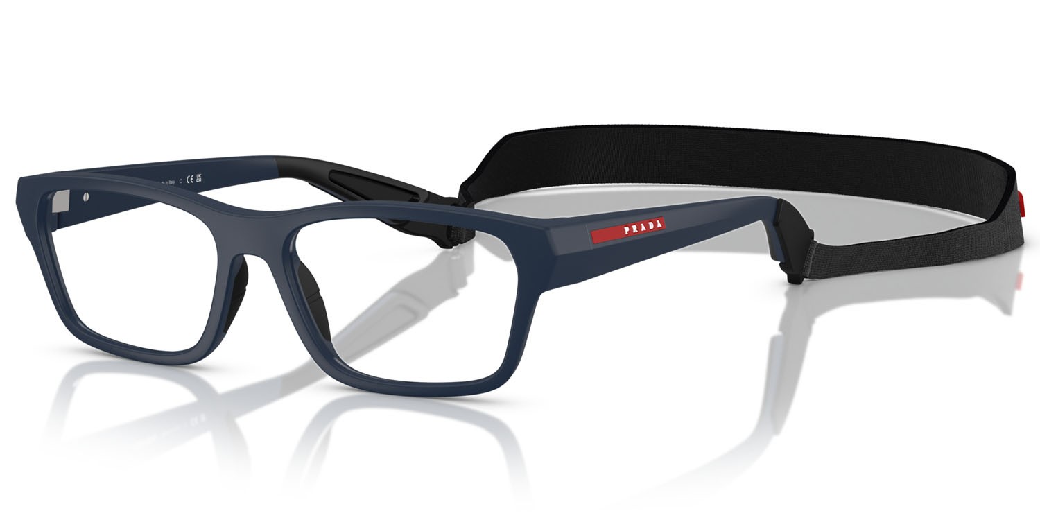 Occhiali da vista Prada Linea Rossa PS 03RV (MAG1O1) colore baltic opaco forma quadrato lenti lente demo