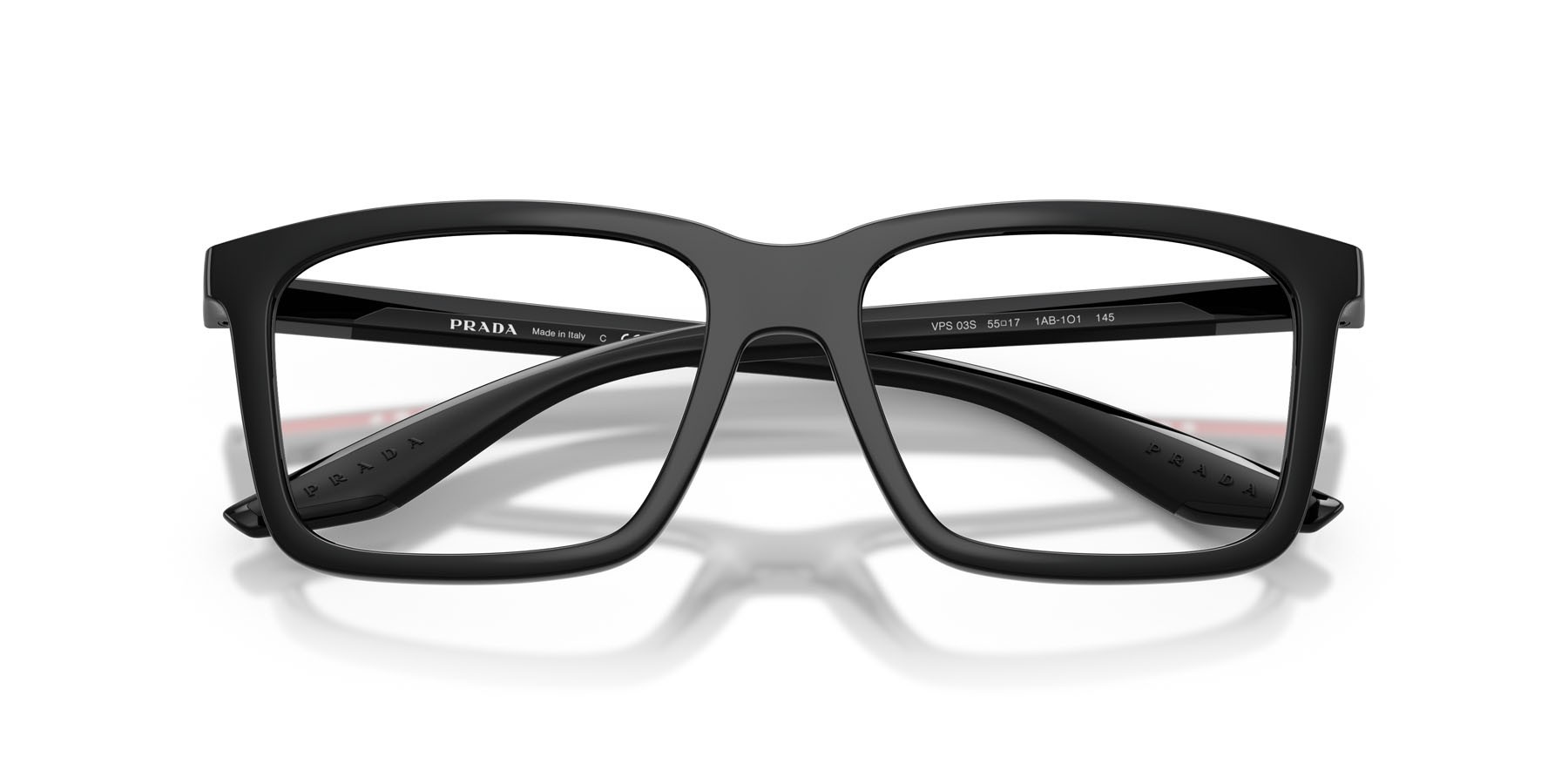 Occhiali da vista Prada Linea Rossa PS 03SV (1AB1O1) colore nero forma rettangolare lenti lente demo
