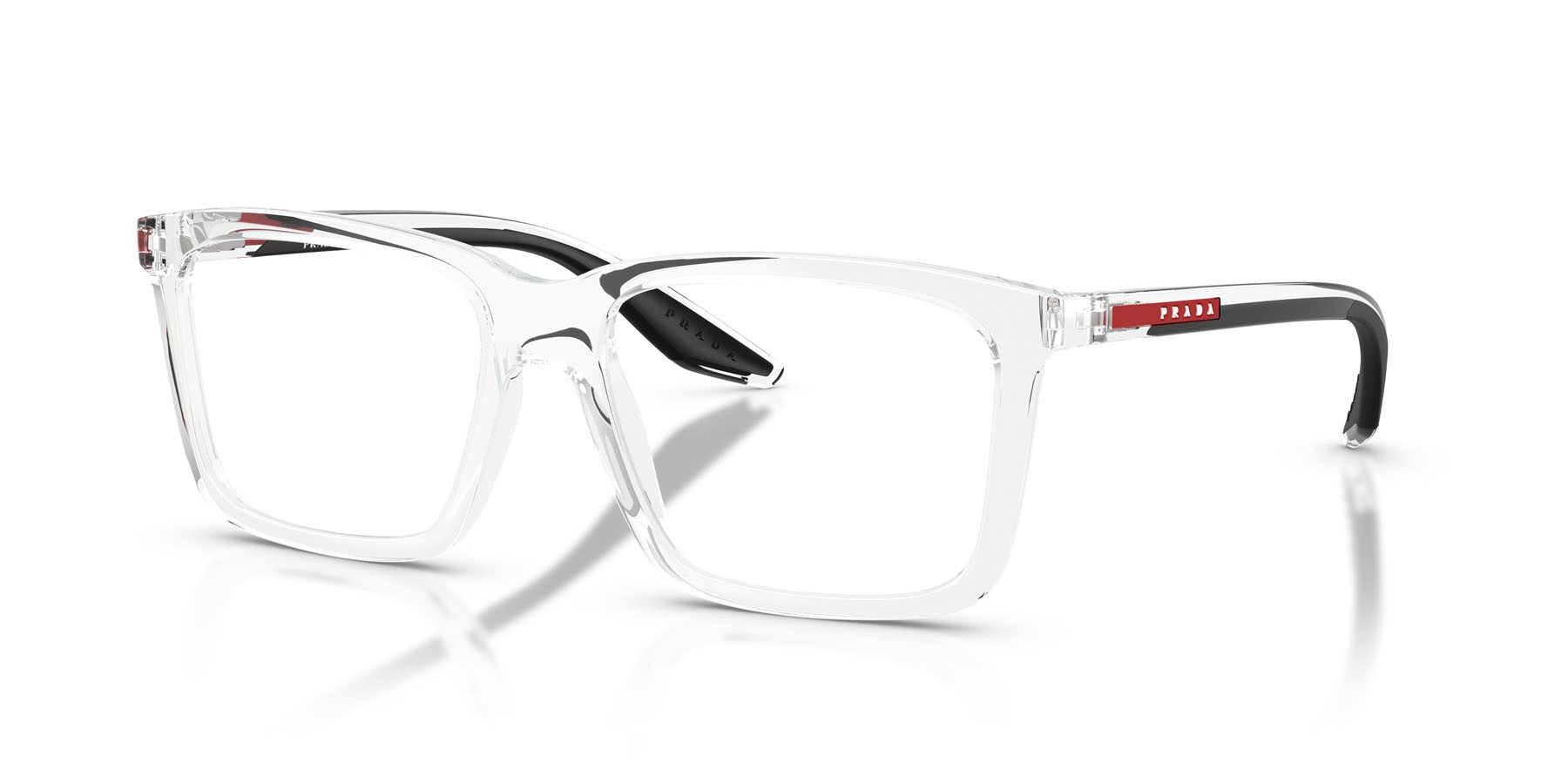 Occhiali da vista Prada Linea Rossa PS 03SV (2AZ1O1) colore cristallo forma rettangolare lenti lente demo
