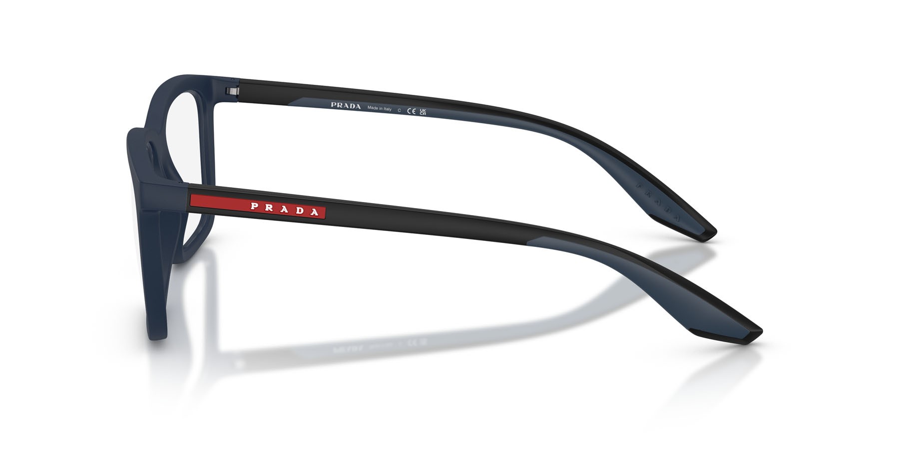 Occhiali da vista Prada Linea Rossa PS 03SV (TFY1O1) colore gomma blu forma rettangolare lenti lente demo
