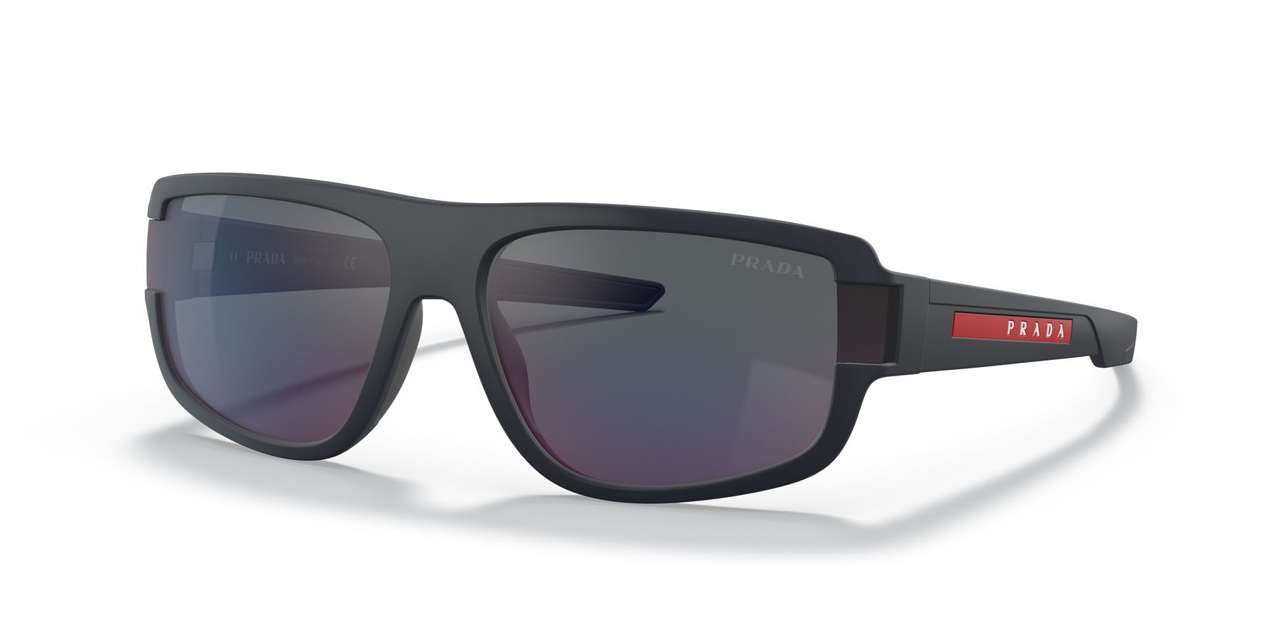 Sonnenbrillen Prada Linea Rossa PS 03WS (UR701G) farbe gomma blu form quadratisch gläser grigio scuro + antiriflesso esterno