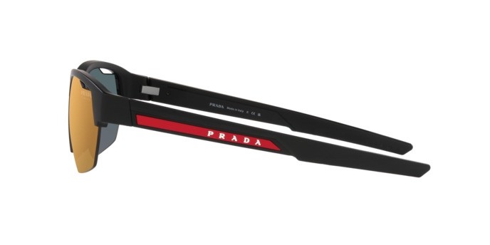 Sonnenbrillen Prada Linea Rossa PS 03YS (1BO04U) farbe nero opaco form unregelmäßig gläser orange multilayer tuning