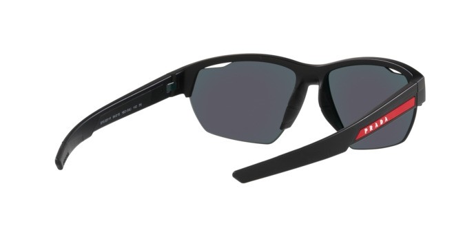 Sonnenbrillen Prada Linea Rossa PS 03YS (1BO04U) farbe nero opaco form unregelmäßig gläser orange multilayer tuning