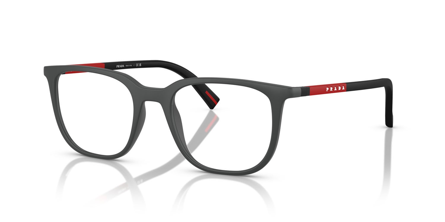 Occhiali da vista Prada Linea Rossa PS 04RV (UFK1O1) colore gomma grigia forma quadrato lenti lente demo