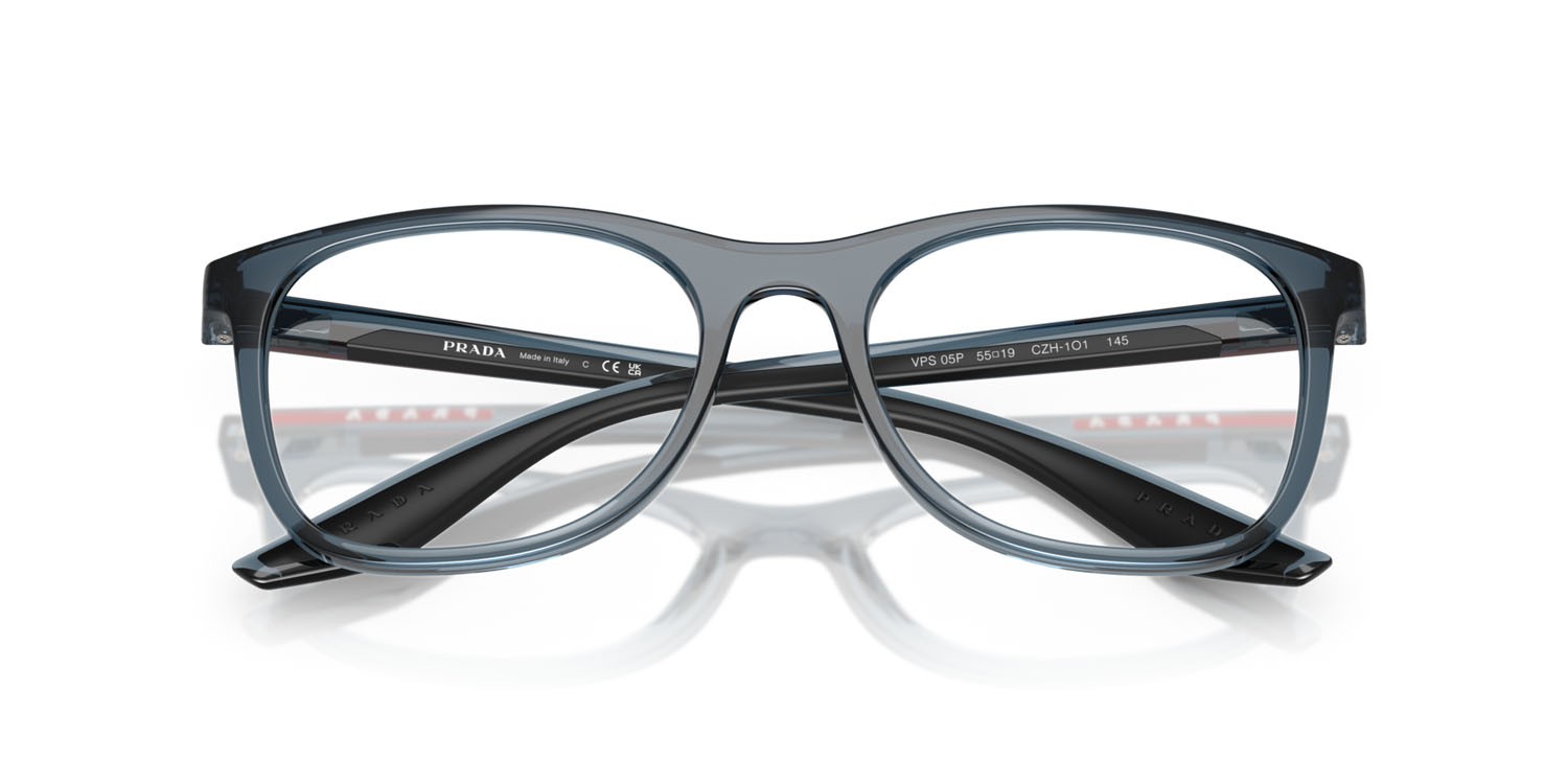 Eyeglasses Prada Linea Rossa PS 05PV (CZH1O1) color azzurro trasparente shape square lenses lente demo