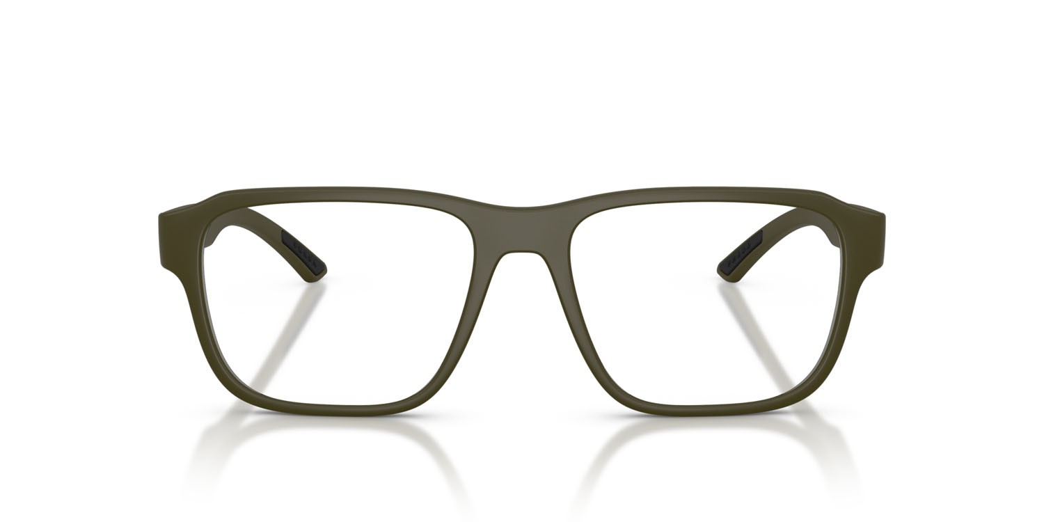 Occhiali da vista Prada Linea Rossa PS 05RV (15X1O1) colore verde opaco forma irregolare lenti lente demo