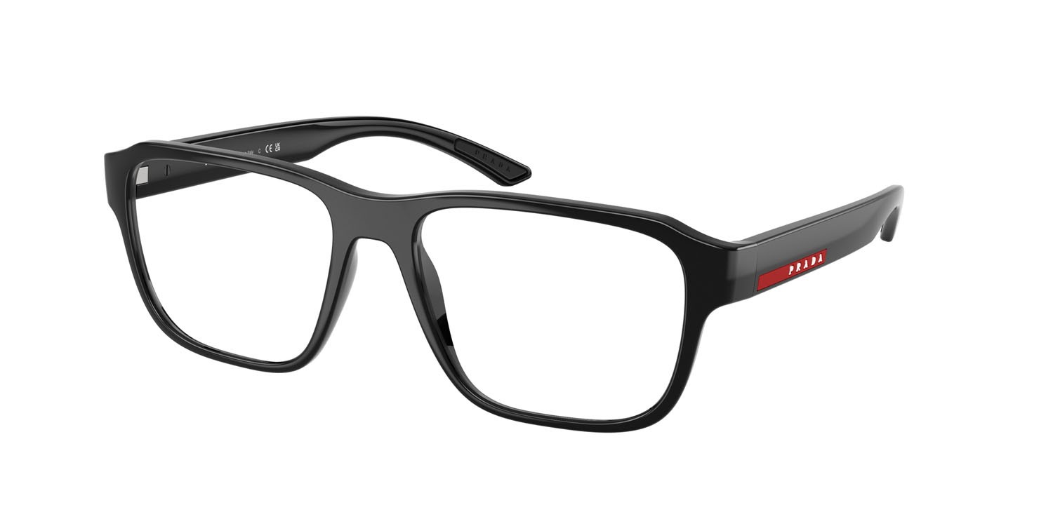 Occhiali da vista Prada Linea Rossa PS 05RV (1AB1O1) colore nero forma irregolare lenti lente demo