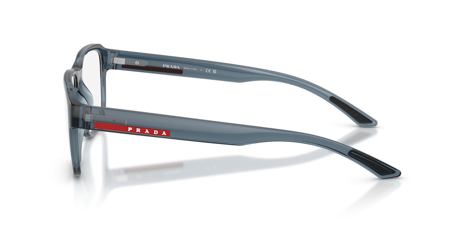 Occhiali da vista Prada Linea Rossa PS 05RV (CZH1O1) colore azzurro trasparente forma irregolare lenti lente demo