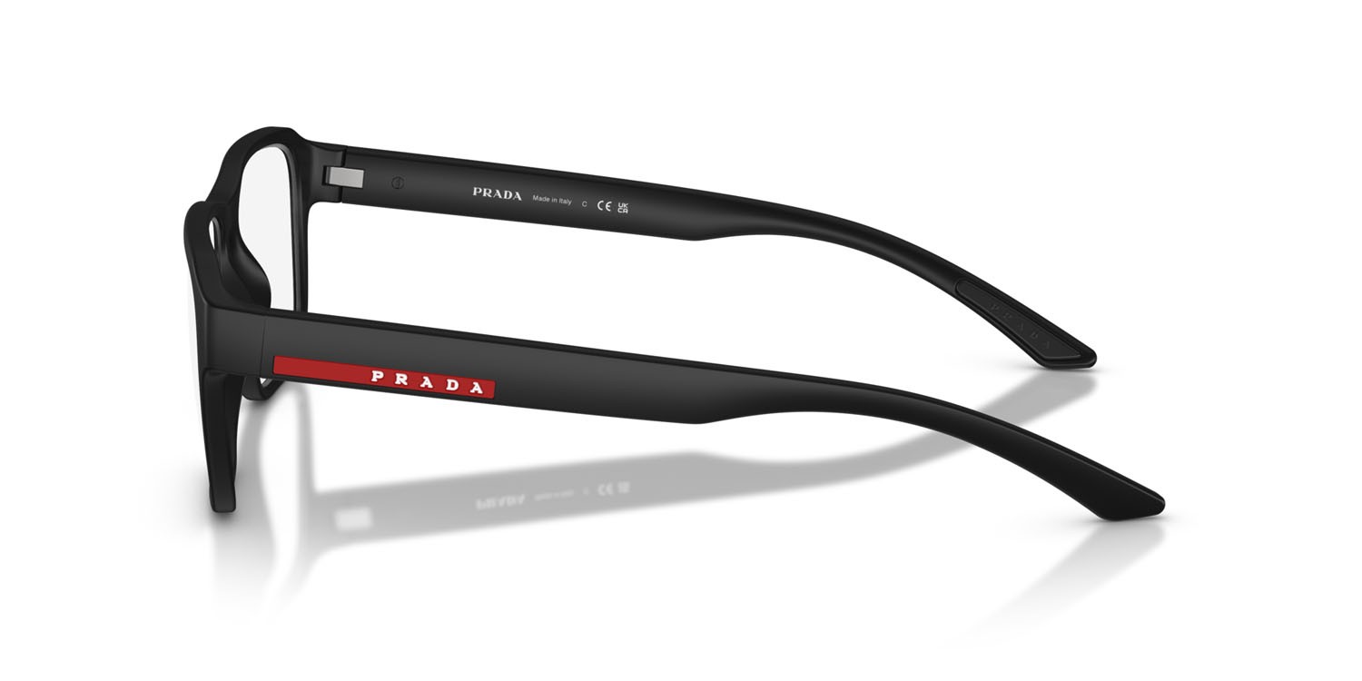 Occhiali da vista Prada Linea Rossa PS 05RV (DG01O1) colore gomma nera forma irregolare lenti lente demo