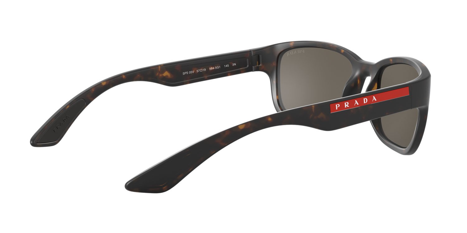 Sonnenbrillen Prada Linea Rossa PS 05VS (5645G1) farbe havana semi-brillante form quadratisch gläser marrone