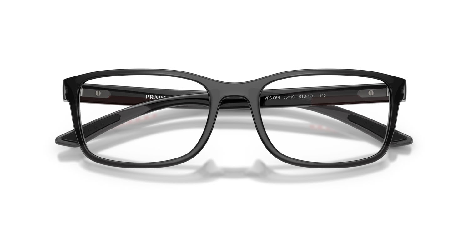 Occhiali da vista Prada Linea Rossa PS 06RV (01D1O1) colore grigio trasparente forma quadrato lenti lente demo