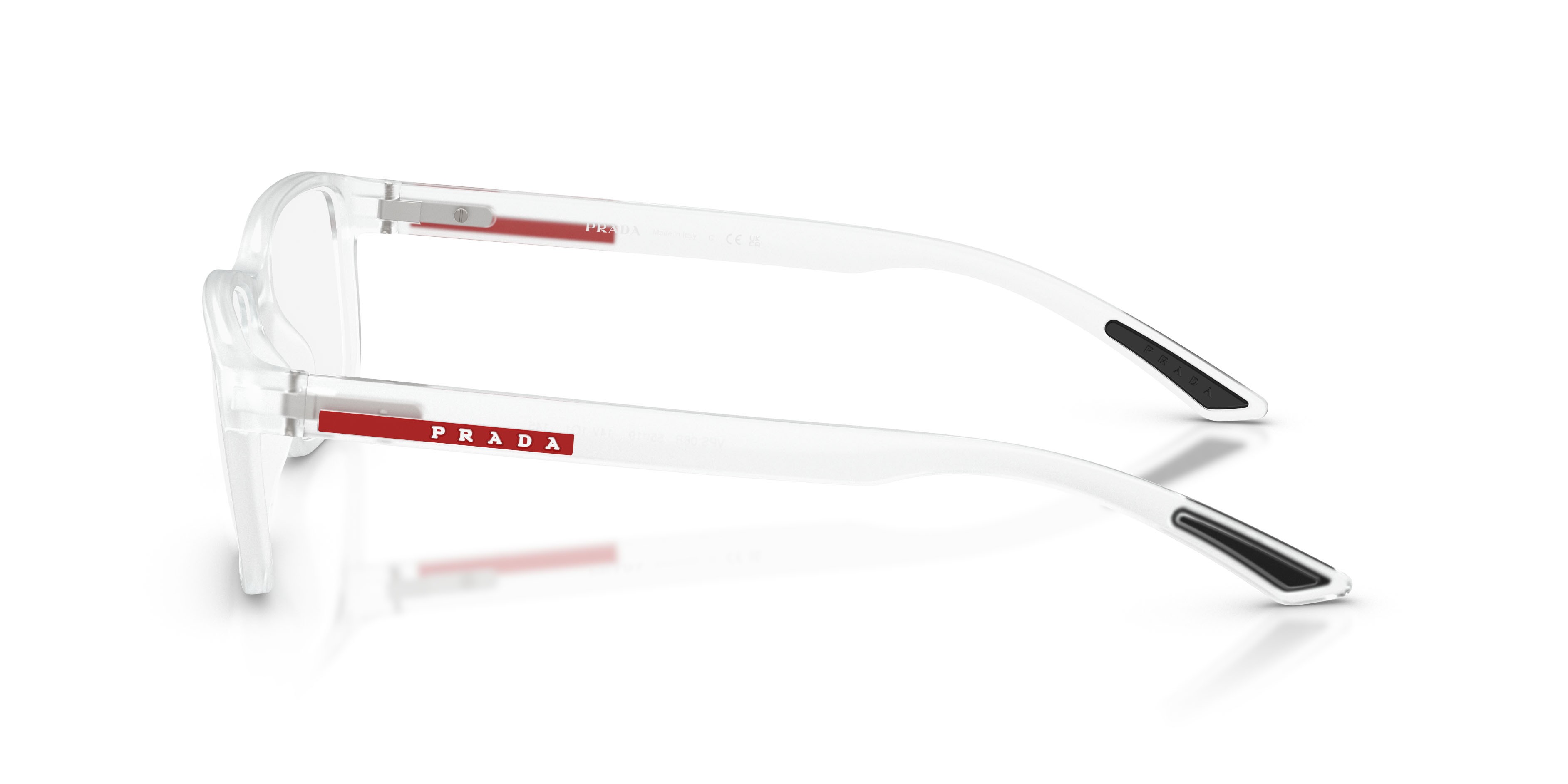 Occhiali da vista Prada Linea Rossa PS 06RV (14V1O1) colore cristallo opaco forma quadrato lenti lente demo