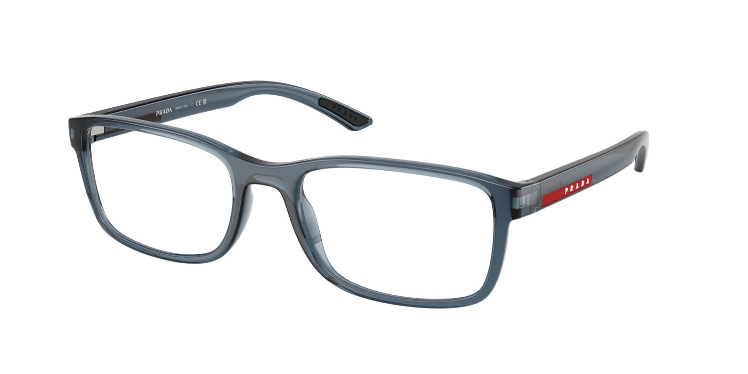 Occhiali da vista Prada Linea Rossa PS 06RV (CZH1O1) colore azzurro trasparente forma quadrato lenti lente demo