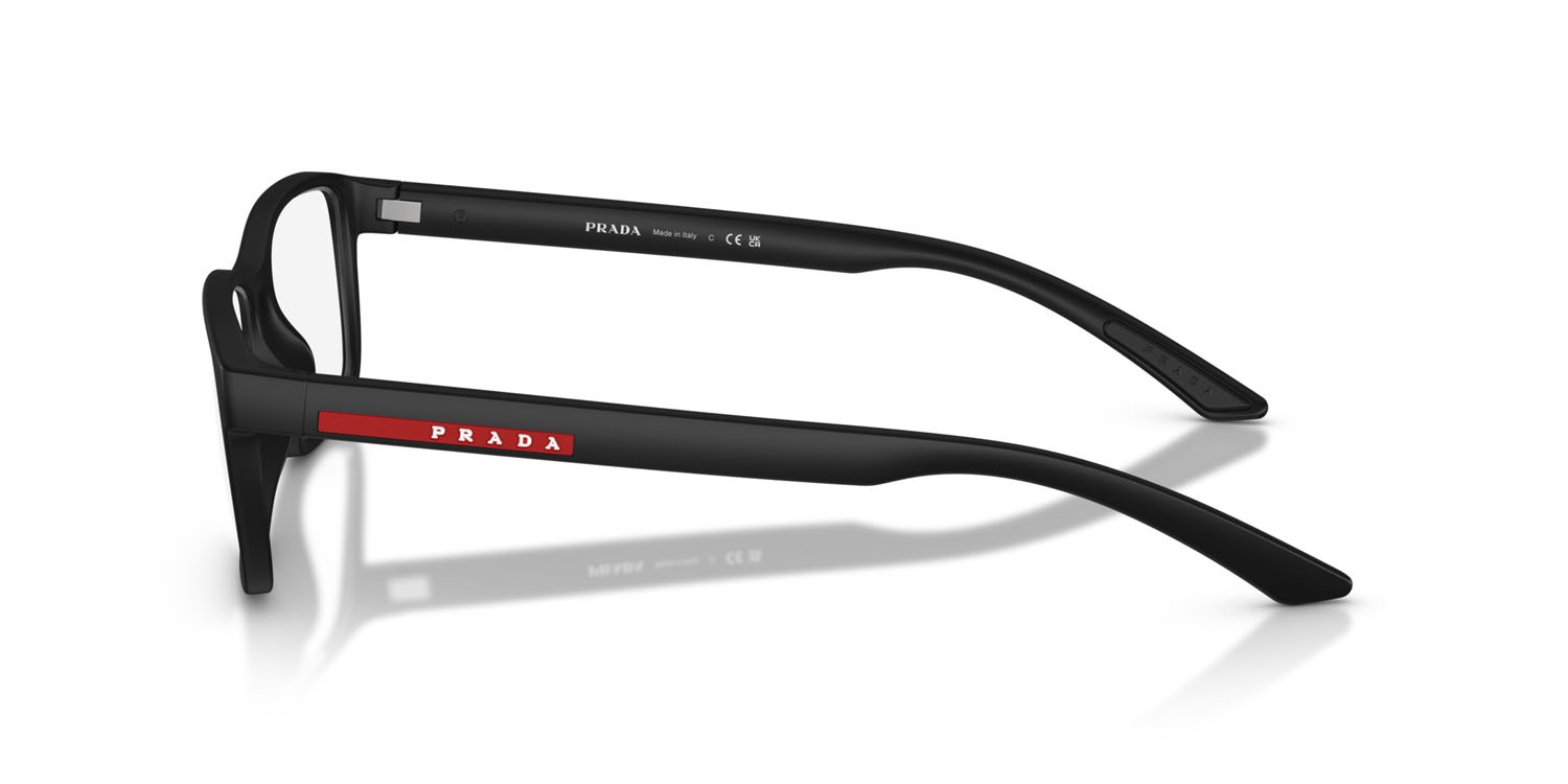 Occhiali da vista Prada Linea Rossa PS 06RV (DG01O1) colore nero effetto gommato forma quadrato lenti lente demo