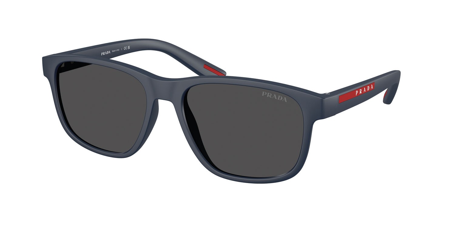 Occhiali da sole Prada Linea Rossa PS 06YS (TFY06F) colore gomma blu forma quadrato lenti grigio scuro