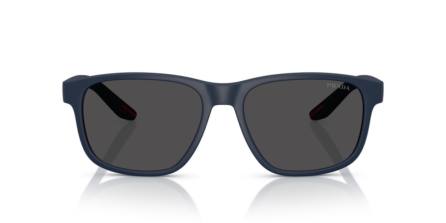 Occhiali da sole Prada Linea Rossa PS 06YS (TFY06F) colore gomma blu forma quadrato lenti grigio scuro