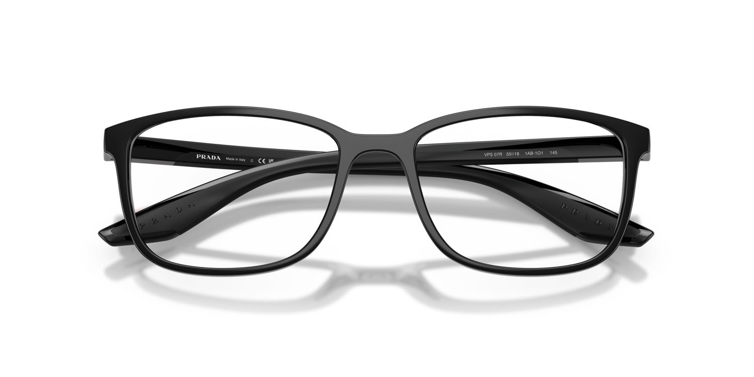 Occhiali da vista Prada Linea Rossa PS 07RV (1AB1O1) colore nero forma quadrato lenti lente demo