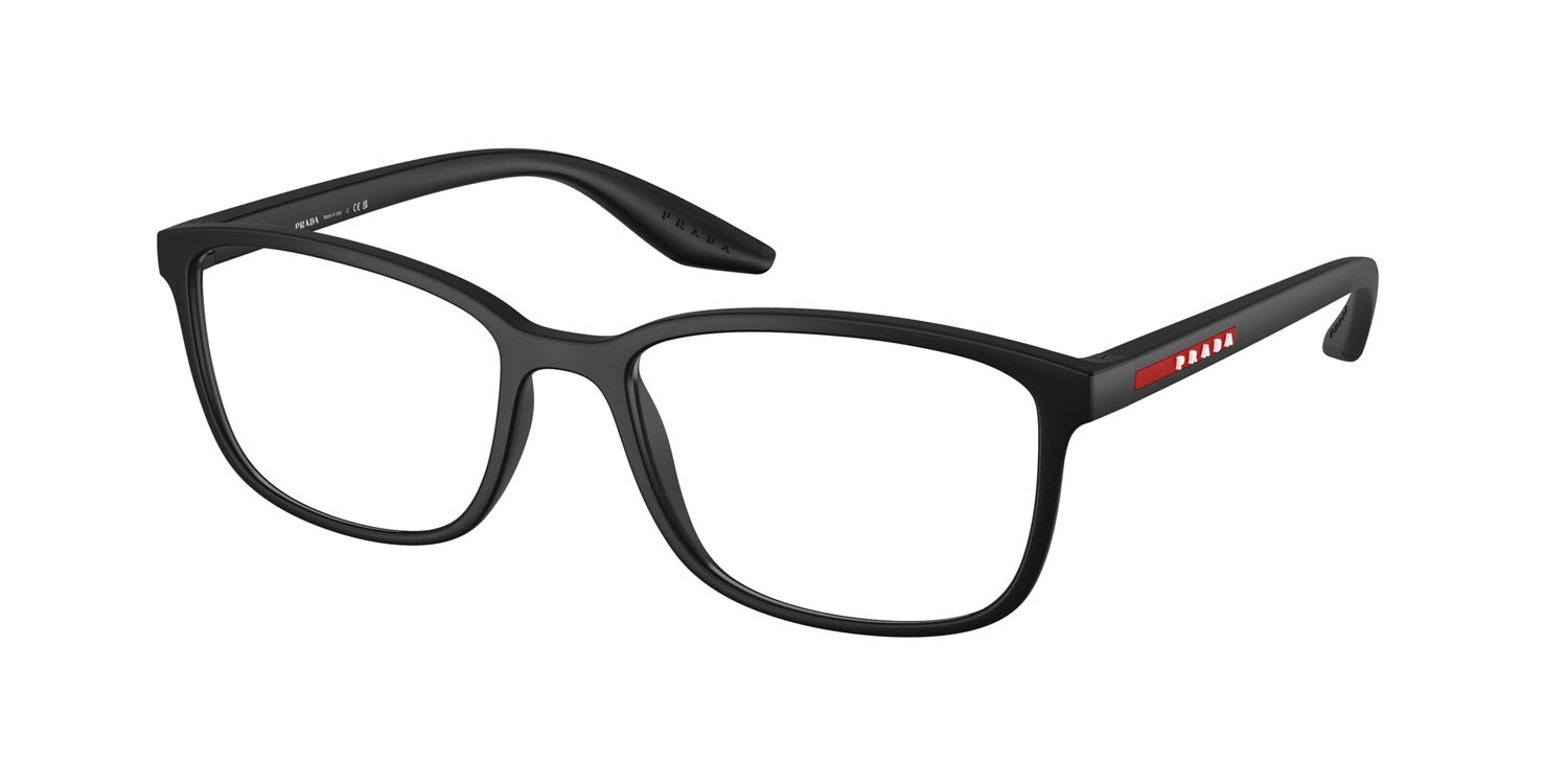 Occhiali da vista Prada Linea Rossa PS 07RV (1BO1O1) colore nero opaco forma quadrato lenti lente demo