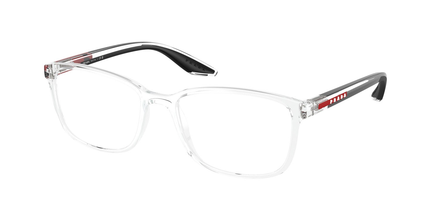 Occhiali da vista Prada Linea Rossa PS 07RV (2AZ1O1) colore cristallo forma quadrato lenti lente demo