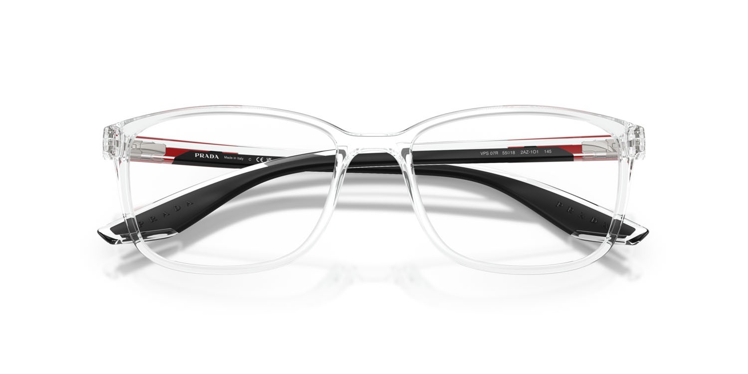 Occhiali da vista Prada Linea Rossa PS 07RV (2AZ1O1) colore cristallo forma quadrato lenti lente demo