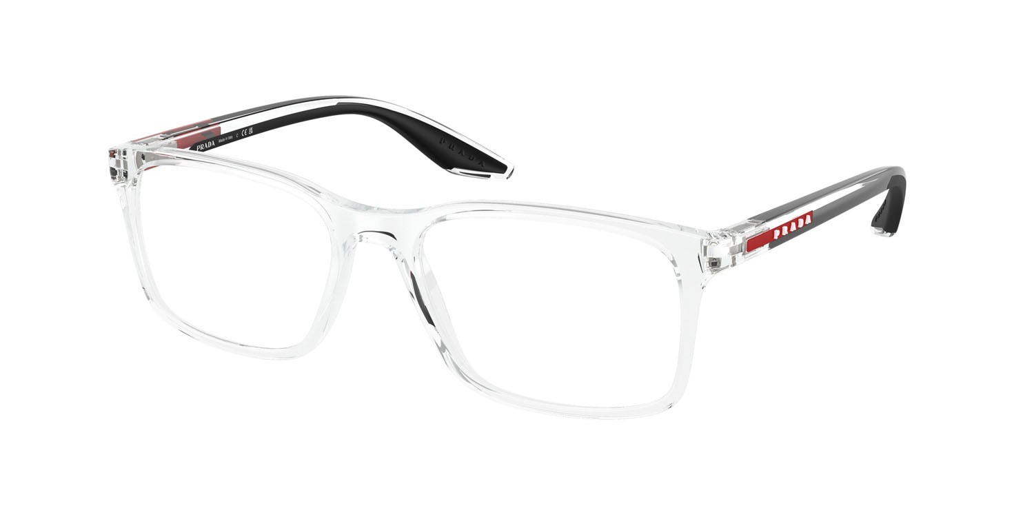 Occhiali da vista Prada Linea Rossa PS 08RV (2AZ1O1) colore cristallo forma quadrato lenti lente demo