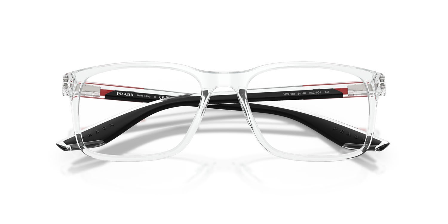 Occhiali da vista Prada Linea Rossa PS 08RV (2AZ1O1) colore cristallo forma quadrato lenti lente demo