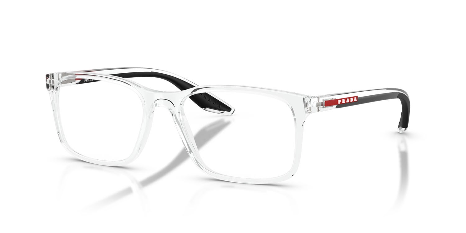 Occhiali da vista Prada Linea Rossa PS 08RV (2AZ1O1) colore cristallo forma quadrato lenti lente demo
