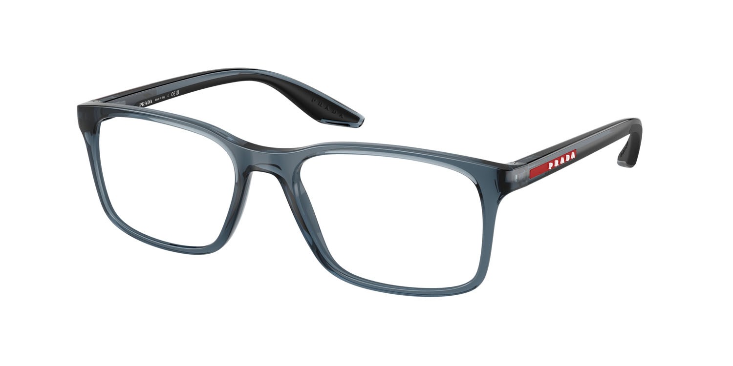 Occhiali da vista Prada Linea Rossa PS 08RV (CZH1O1) colore azzurro trasparente forma quadrato lenti lente demo