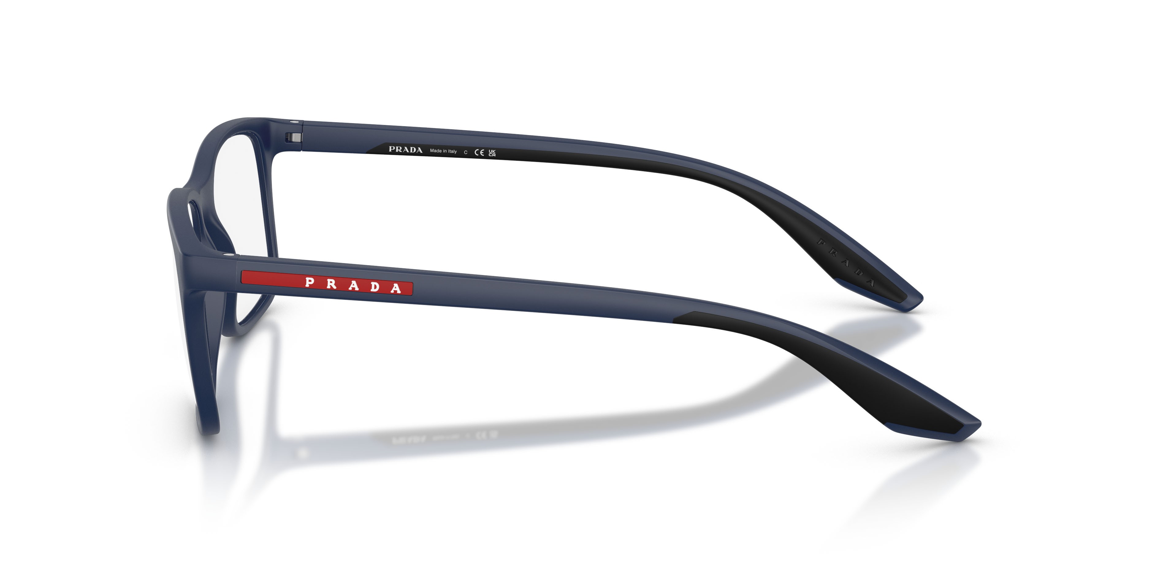 Occhiali da vista Prada Linea Rossa PS 08RV (MAG1O1) colore blu opaco forma quadrato lenti lente demo