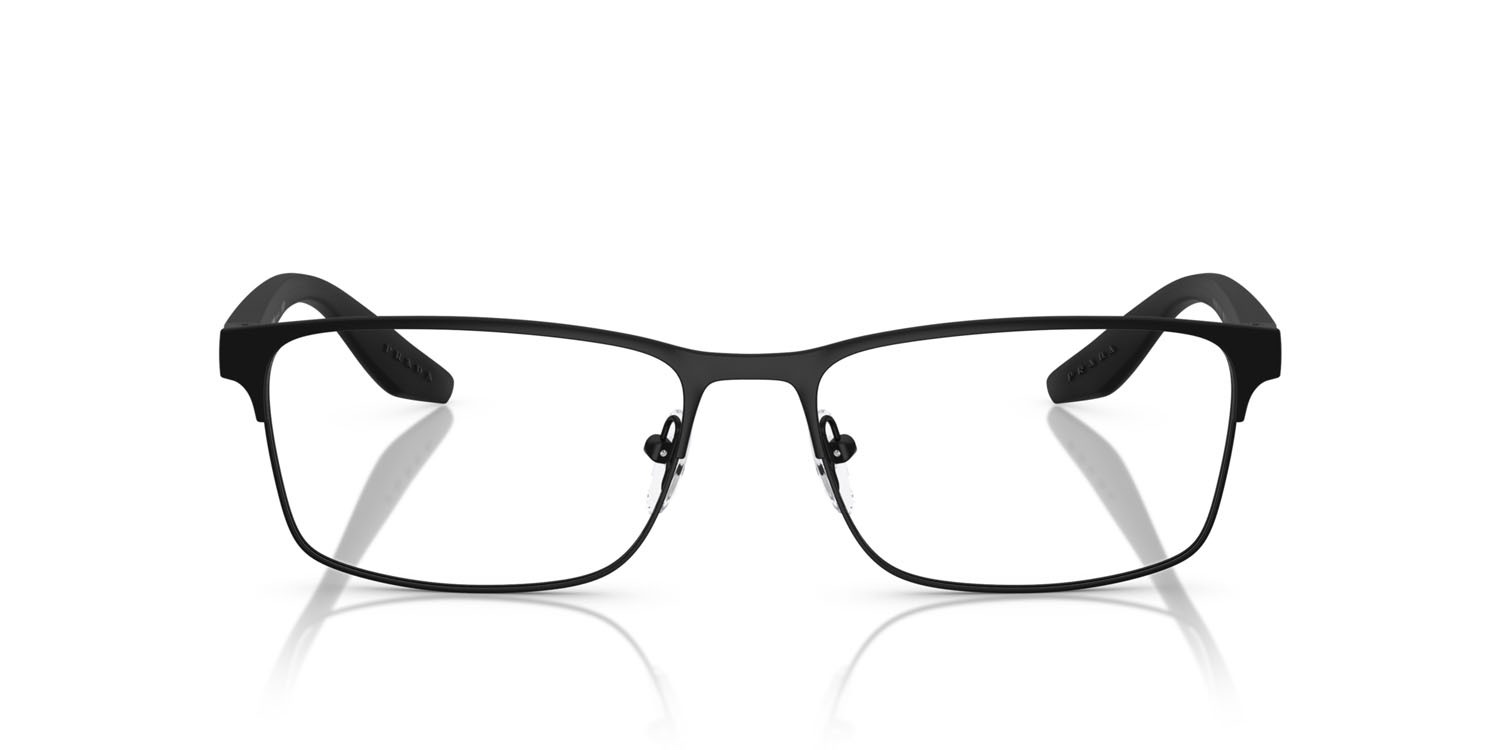 Occhiali da vista Prada Linea Rossa PS 50PV (1BO1O1) colore nero opaco forma rettangolare lenti lente demo