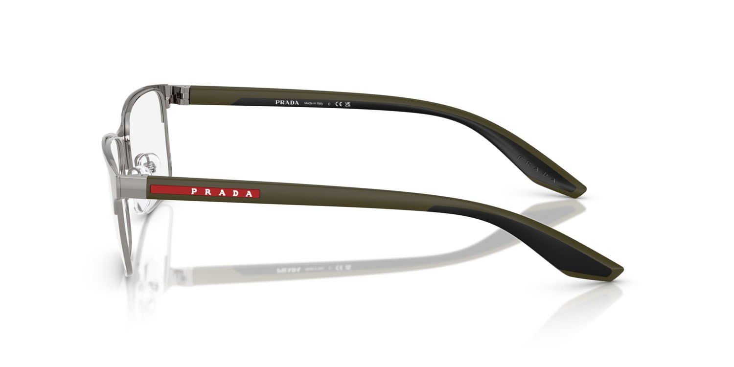 Occhiali da vista Prada Linea Rossa PS 50PV (5AV1O1) colore gunmetal forma rettangolare lenti lente demo