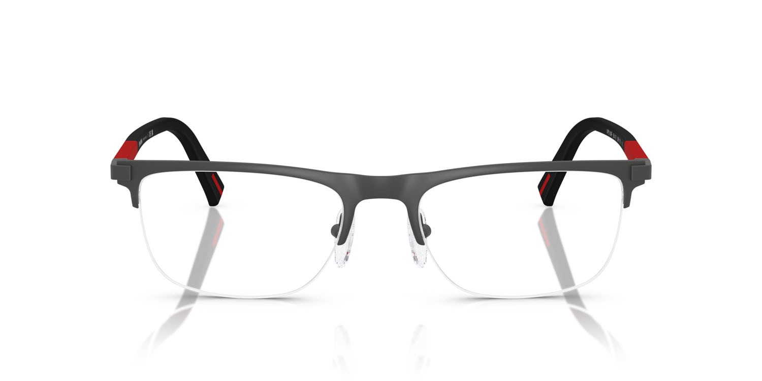 Occhiali da vista Prada Linea Rossa PS 50RV (06P1O1) colore gomma grigia forma quadrato lenti lente demo