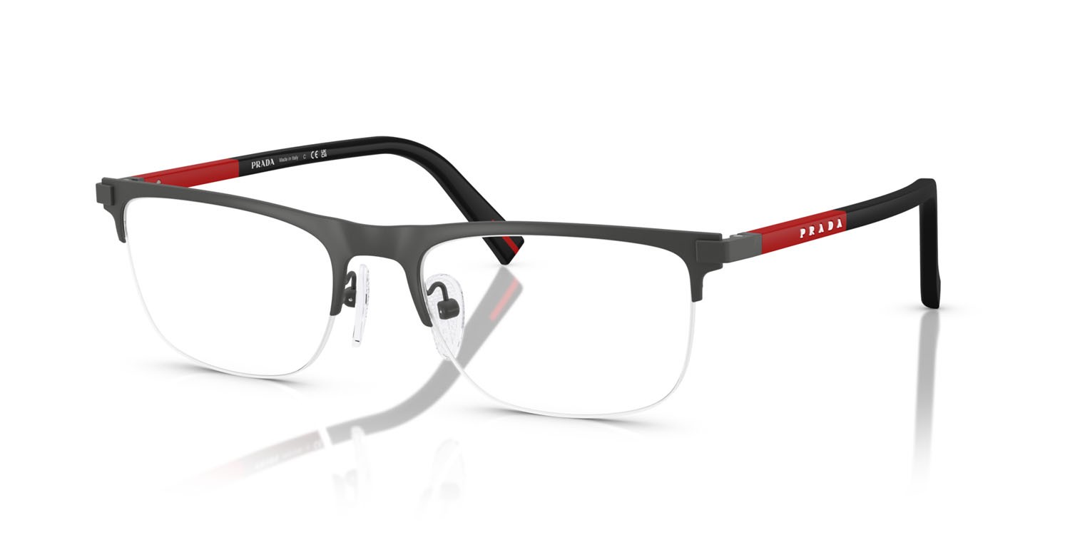 Occhiali da vista Prada Linea Rossa PS 50RV (06P1O1) colore gomma grigia forma quadrato lenti lente demo
