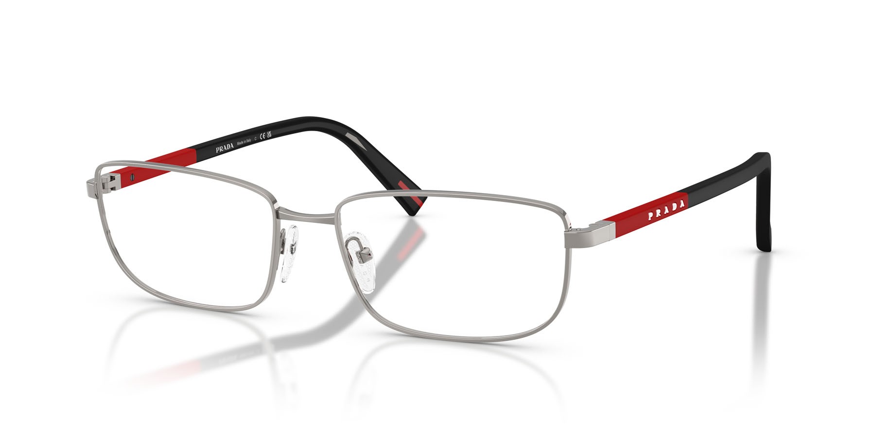 Occhiali da vista Prada Linea Rossa PS 50SV (5AV1O1) colore gunmetal forma quadrato lenti lente demo
