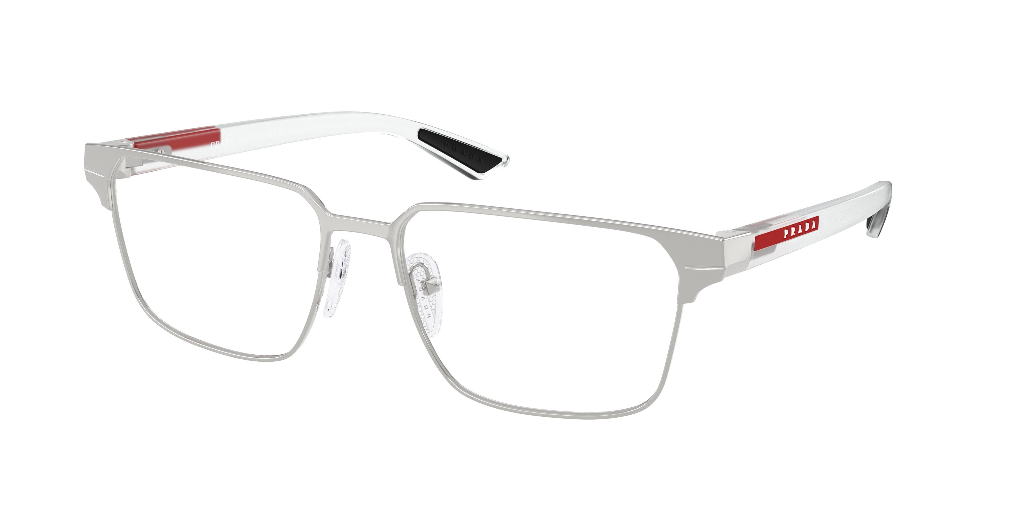 Occhiali da vista Prada Linea Rossa PS 50TV (1BC1O1) colore argento forma quadrato lenti lente demo