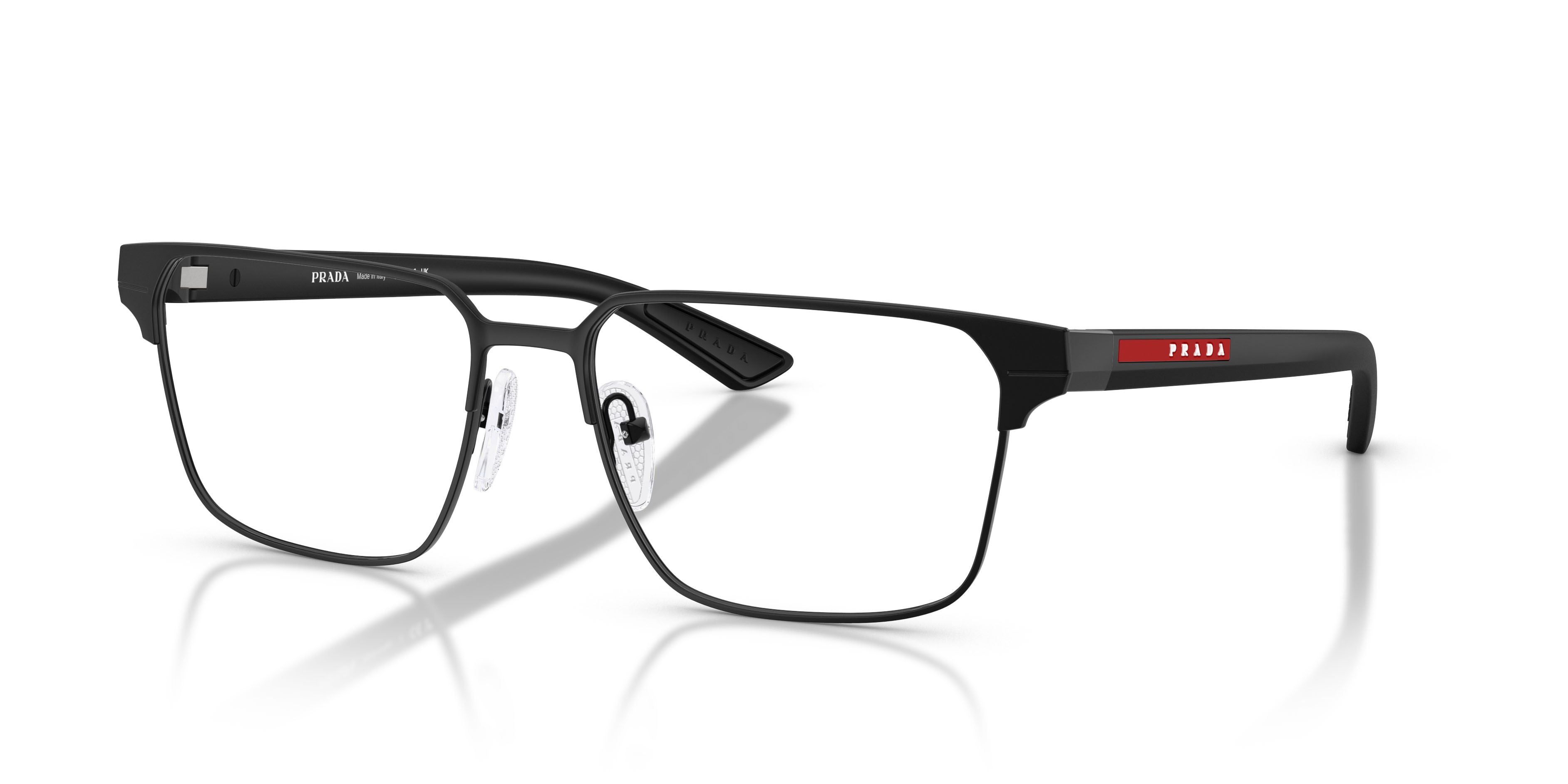 Occhiali da vista Prada Linea Rossa PS 50TV (1BO1O1) colore nero opaco forma quadrato lenti lente demo