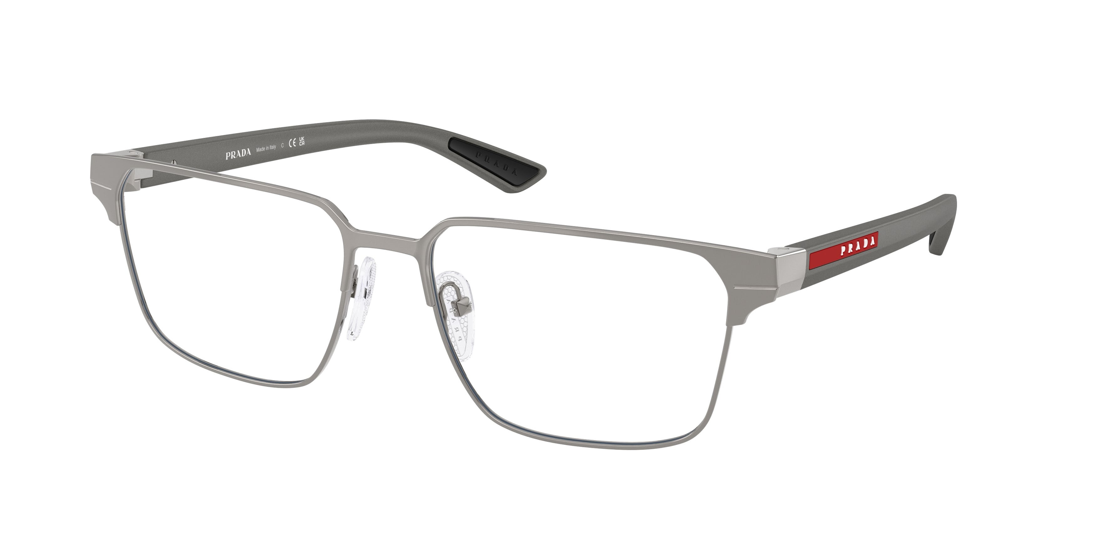 Occhiali da vista Prada Linea Rossa PS 50TV (5AV1O1) colore grigio forma quadrato lenti lente demo