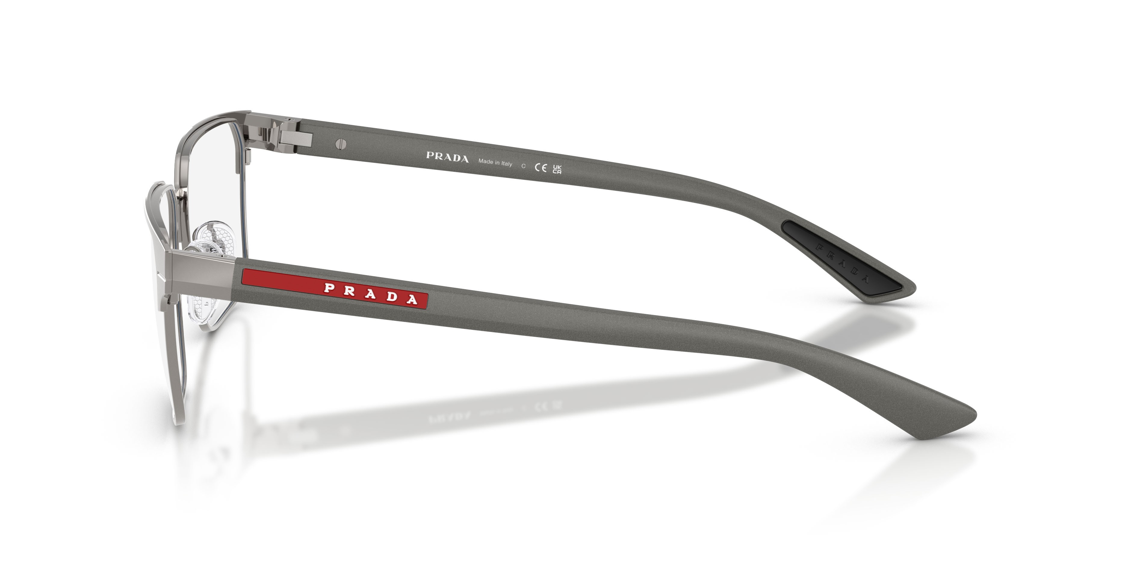 Occhiali da vista Prada Linea Rossa PS 50TV (5AV1O1) colore grigio forma quadrato lenti lente demo