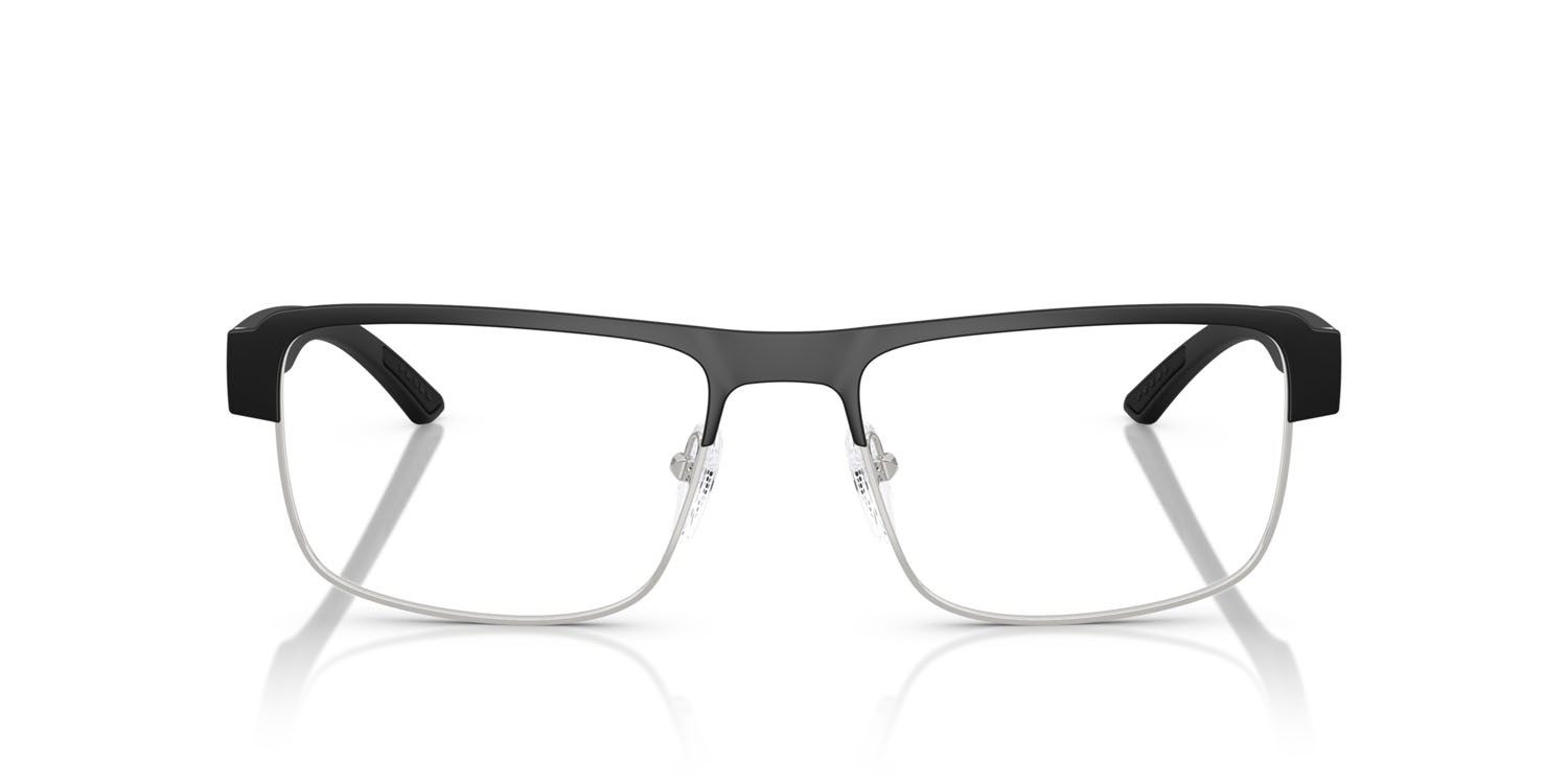 Occhiali da vista Prada Linea Rossa PS 51RV (1BO1O1) colore nero opaco/argento forma rettangolare lenti lente demo