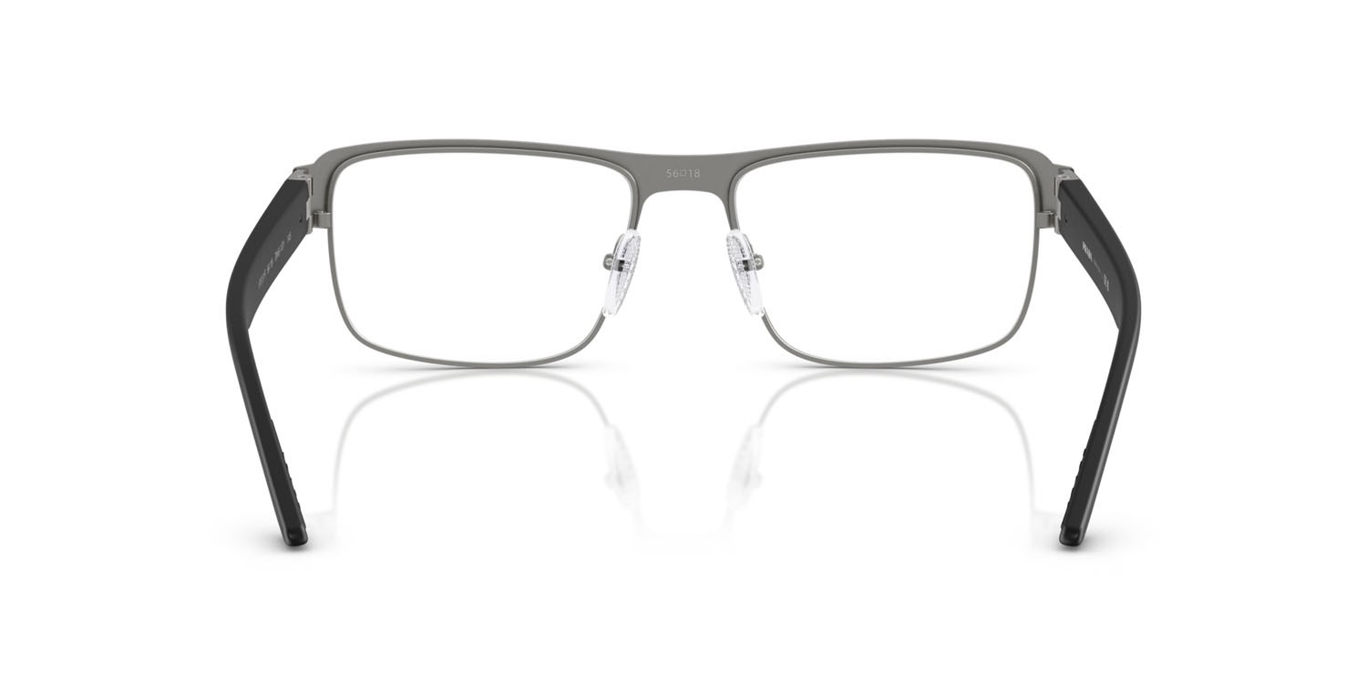 Eyeglasses Prada Linea Rossa PS 51RV (DHG1O1) color grigio piombo opaco spazzolato shape rectangle lenses lente demo
