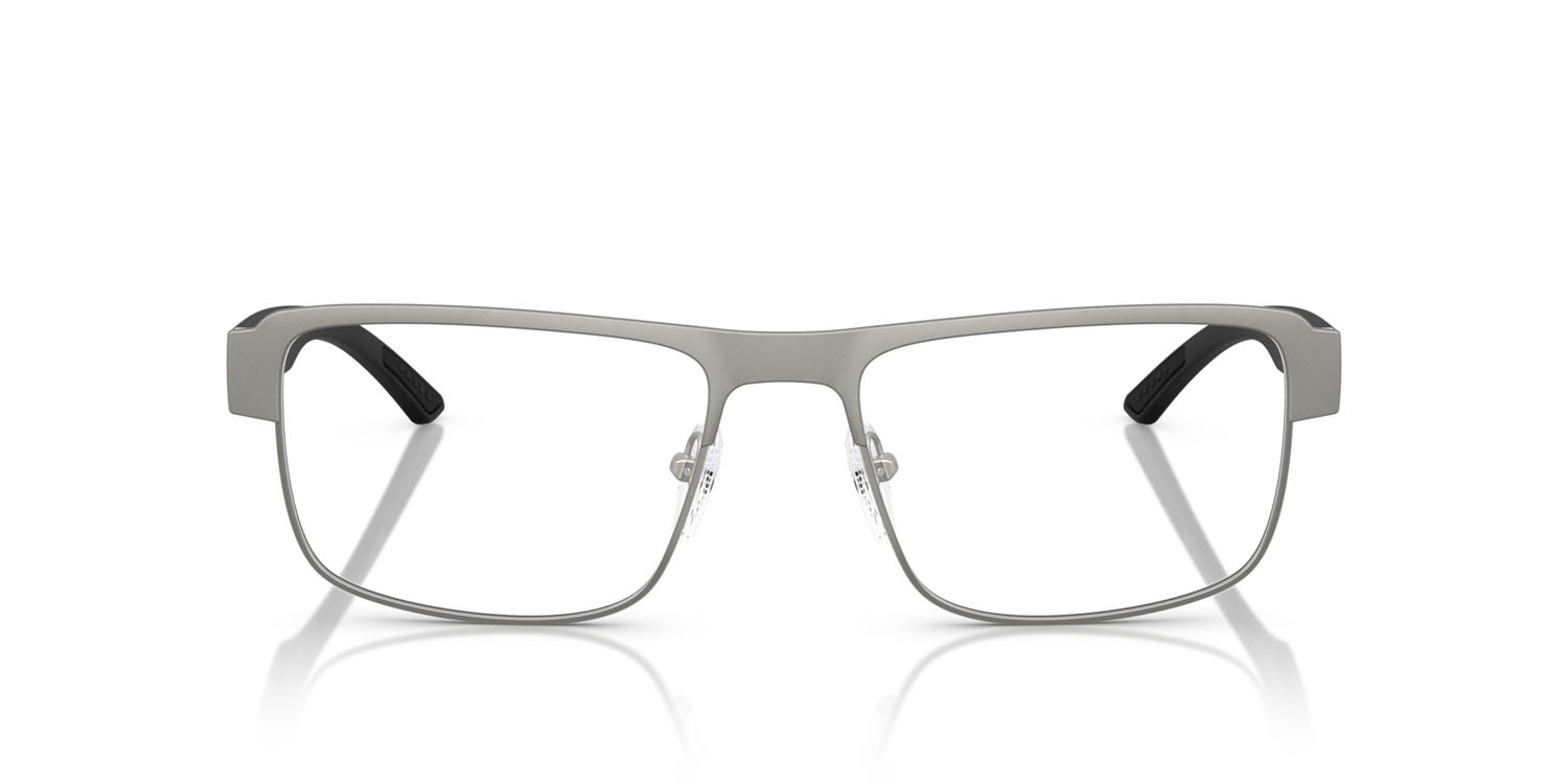 Eyeglasses Prada Linea Rossa PS 51RV (DHG1O1) color grigio piombo opaco spazzolato shape rectangle lenses lente demo