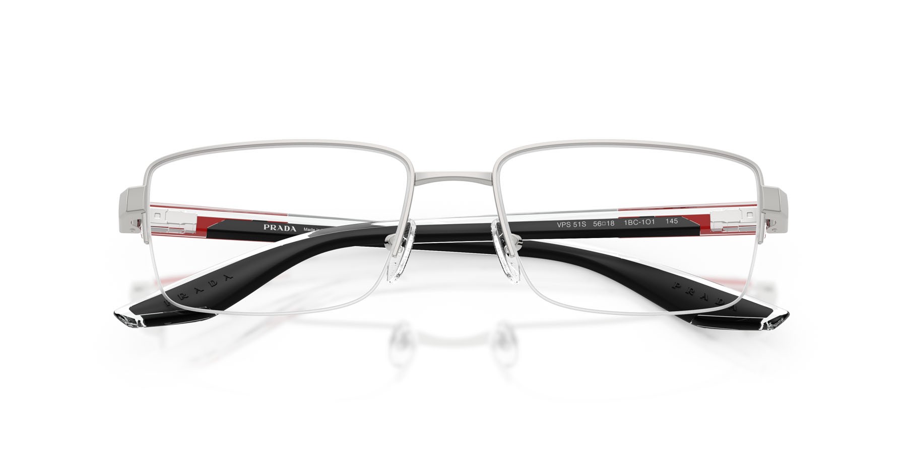 Occhiali da vista Prada Linea Rossa PS 51SV (1BC1O1) colore argento forma quadrato lenti lente demo