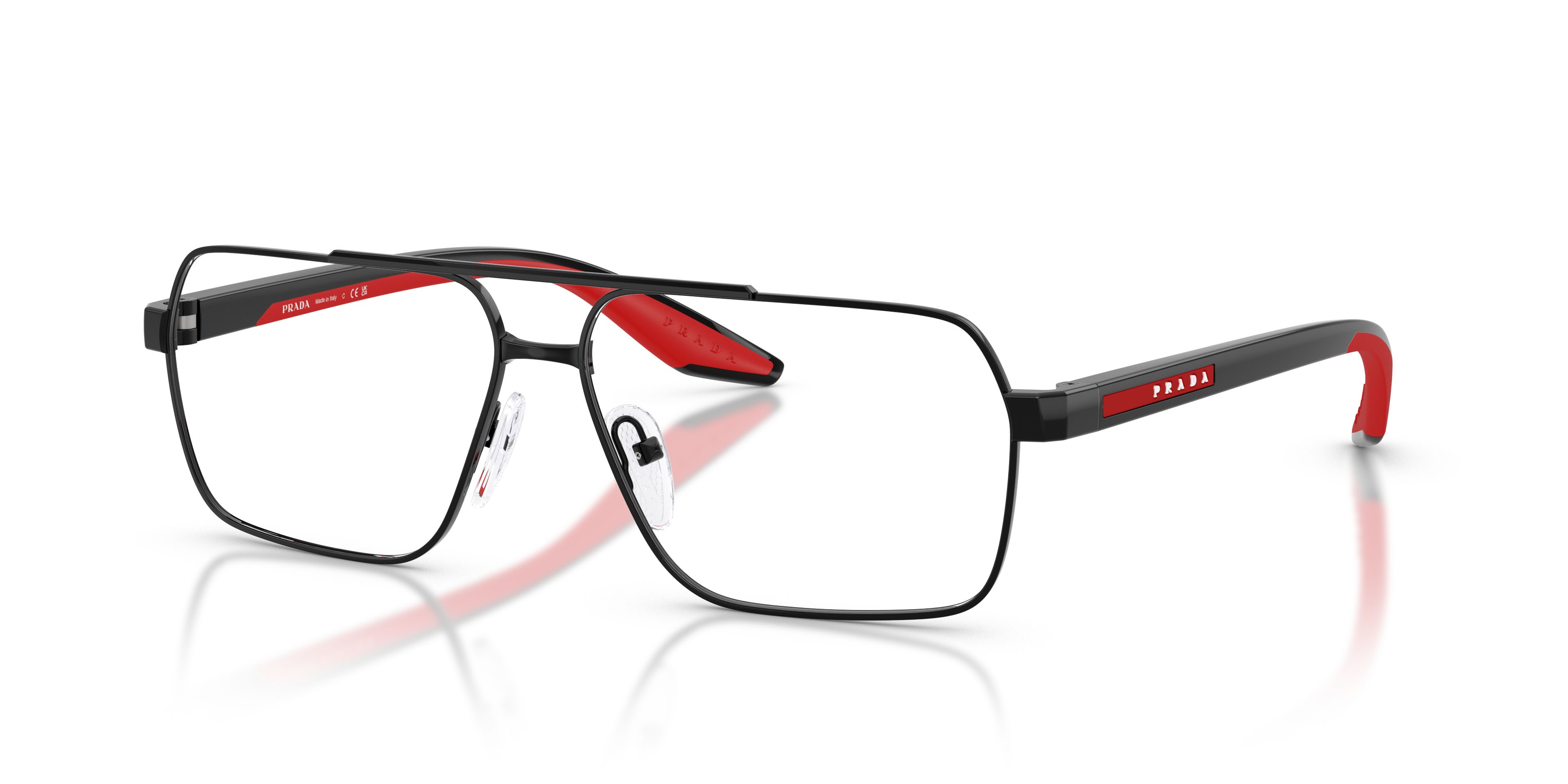 Eyeglasses Prada Linea Rossa PS 51TV (1AB1O1) color nero shape rectangle lenses lente demo