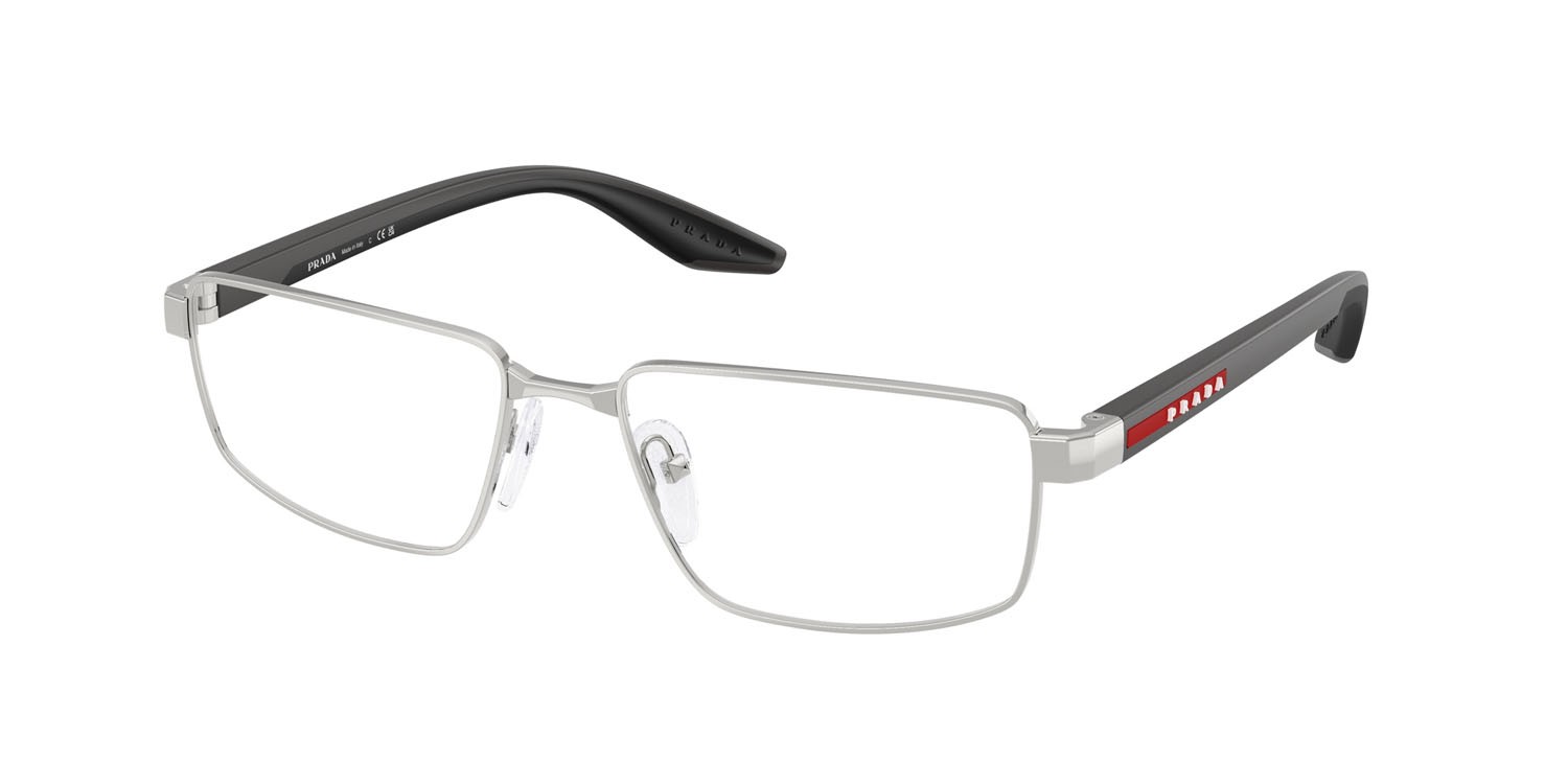 Occhiali da vista Prada Linea Rossa PS 52RV (1BC1O1) colore argento forma rettangolare lenti lente demo