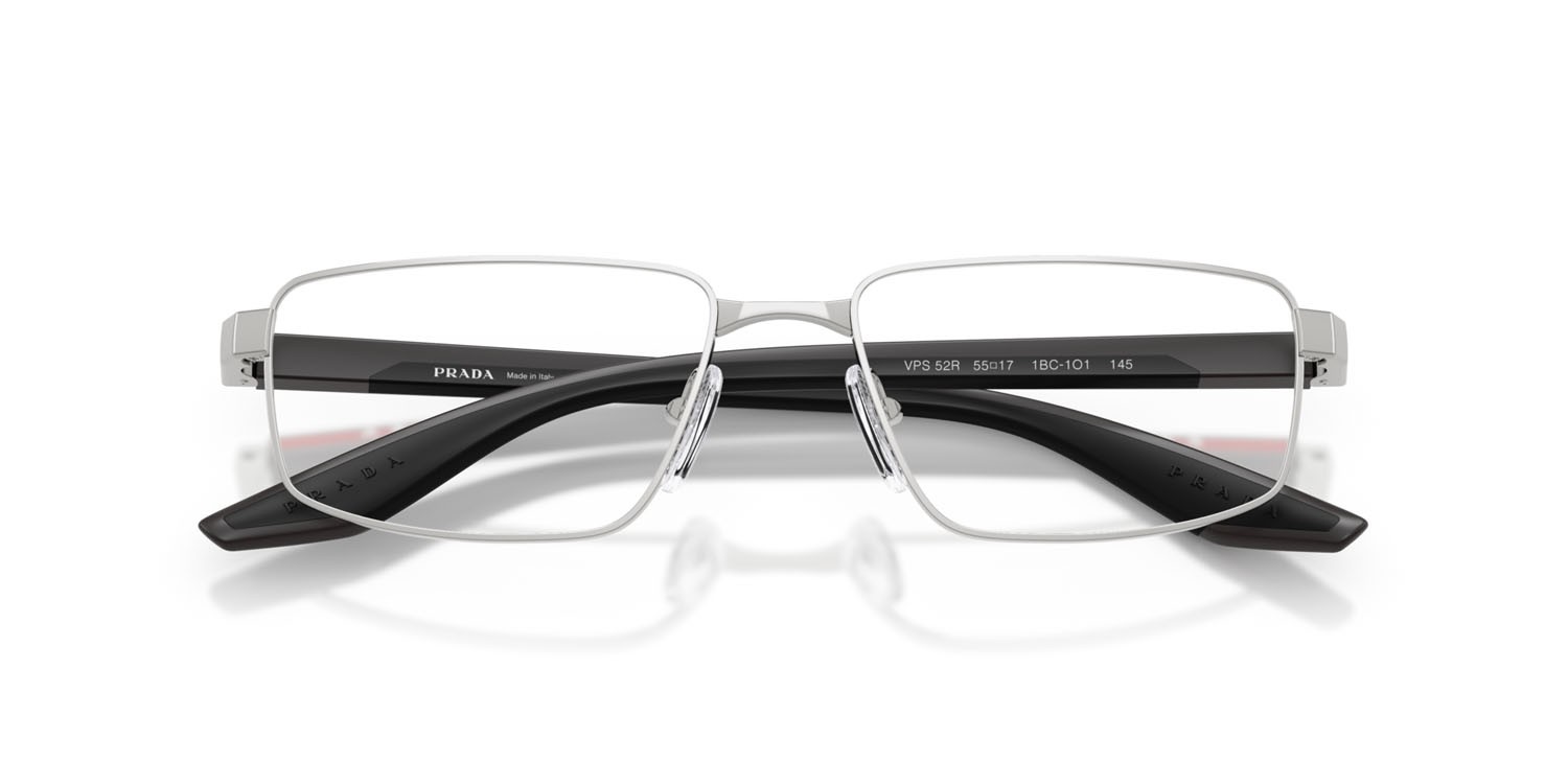 Occhiali da vista Prada Linea Rossa PS 52RV (1BC1O1) colore argento forma rettangolare lenti lente demo